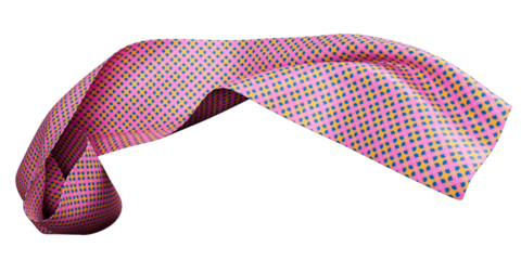 Pink fabric rolls with geometric design isolated on transparent background, Synthetic and natural fabrics with copyspace.