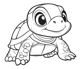 Naklejka premium Coloring book with character kids turtle outline illustration