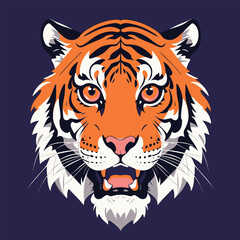 Illustrate a sharp vector of a prowling tiger with intense eyes. 