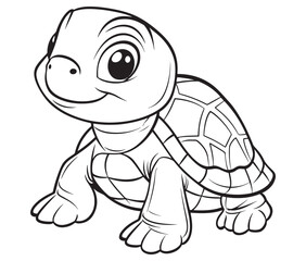 Coloring book with character kids turtle outline illustration