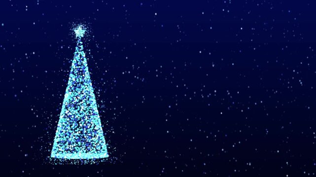 Christmas Tree Animation with Shining Light and Falling Snow, copy paste