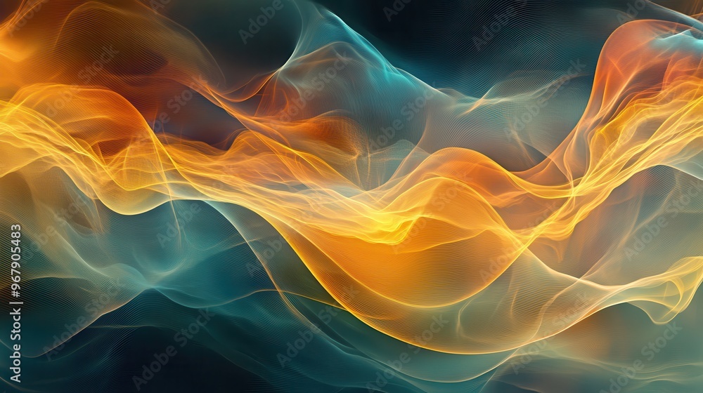 Aufkleber ethereal wave: soft ripples of transparent patterns on abstract background with layers of colors and