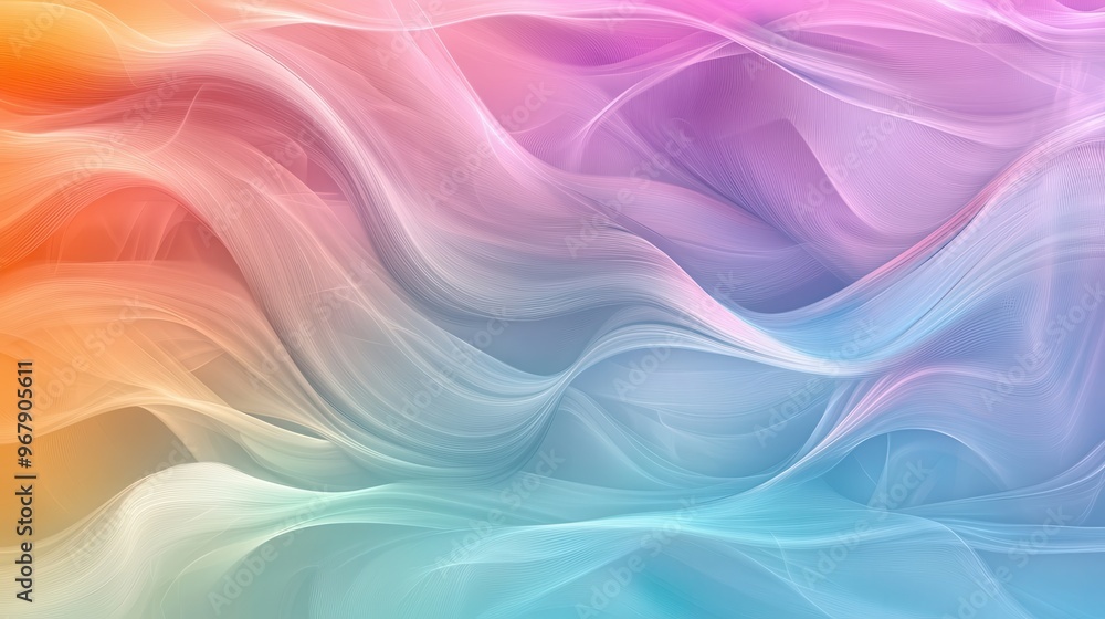 Aufkleber fluid wave of colorful bliss - abstract background with gentle ripples and spectrum of colors