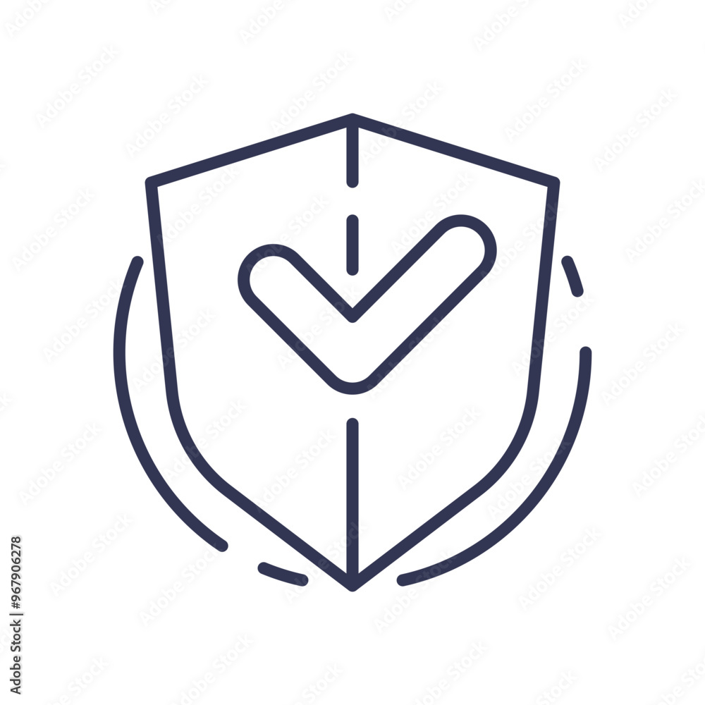 Aufkleber shield with checkmark symbolizing security and assurance in insurance processing.