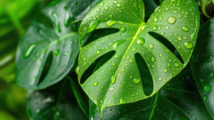 Fototapeta premium Lush Green Philodendron Leaves
