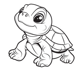 Fototapeta premium Coloring book with character kids turtle outline illustration