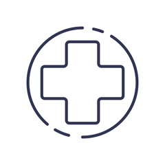 Minimalist medical cross icon symbolizing healthcare and medical services.