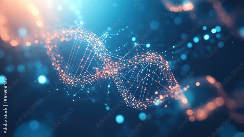 Poster abstract dna structure with bokeh lights