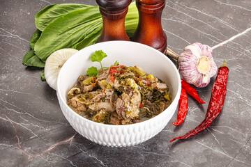 Steamed lamb meat with vegetables