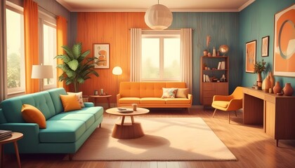 Fototapeta premium Photo interior modern design room 3d illustration;