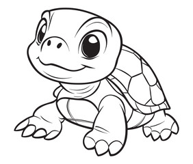 Coloring book with character kids turtle outline illustration
