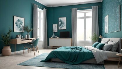 Photo interior modern design room 3d illustration;