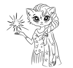 Cat in a sorceress costume
