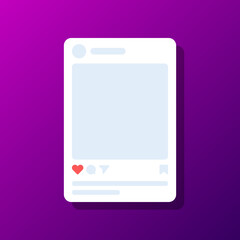Vector social media post Instagram feed frame mockup template design. Vector user interface mockup for Instagram or social media.