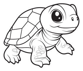 Coloring book with character kids turtle outline illustration
