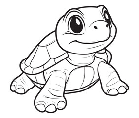 Coloring book with character kids turtle outline illustration