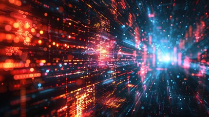Fototapeta premium Abstract glowing digital data background, representing technology, data transfer, and futuristic communication.