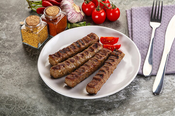 Grilled beef kebab minced meat