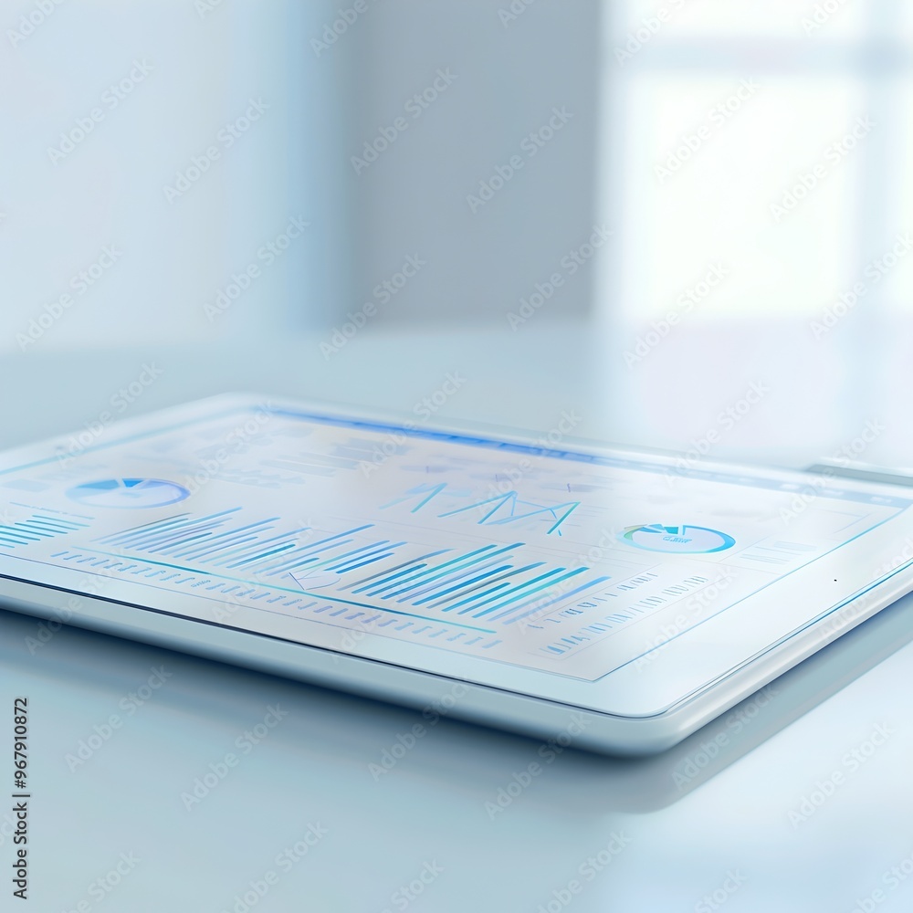 Poster efficient digital health records system on tablet highlighting the convenience of electronic medical
