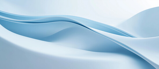 Obraz premium Soft Blue Flowing Abstract Waves, Smooth Fluid Design with Gentle Curves and Minimalist Aesthetic