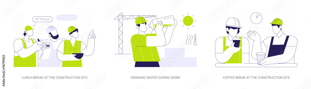 Aufkleber builder daily routine abstract concept vector illustrations.