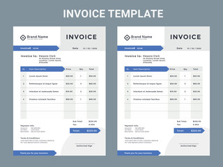 Professional invoice and letterhead design for the corporate office. letterhead, invoice design illustration. Simple and creative modern corporate clean design.