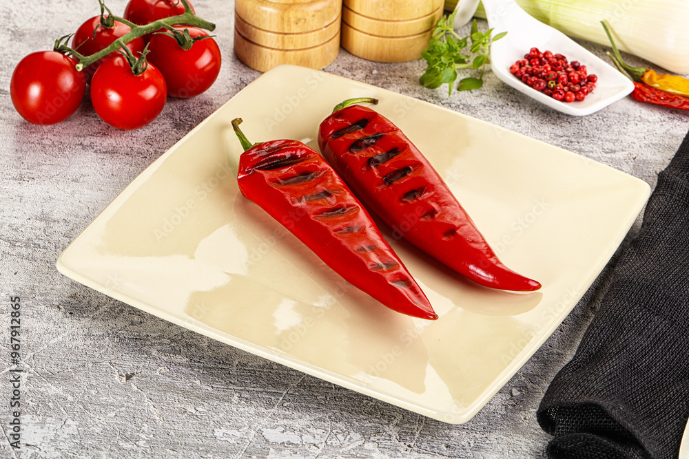 Sticker Grilled red spicy pepper snack