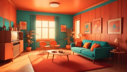 Fototapeta premium Photo interior modern design room 3d illustration;