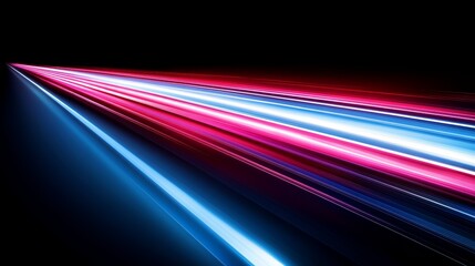 Neon light trails on black background