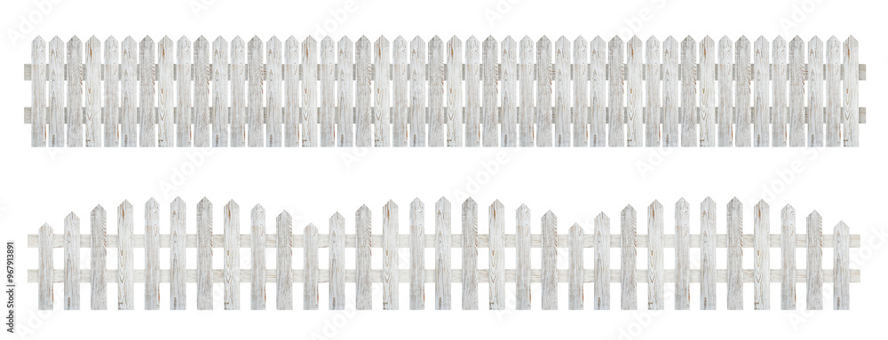 Sticker Different wooden fences isolated on white, set