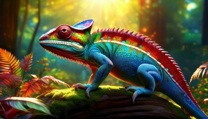 Fototapeta premium A vibrant chameleon