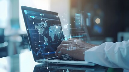 Interactive Patient Portal on Laptop for Managing Appointments and Accessing Medical Records