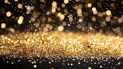 Glittering golden bokeh lights in a festive background