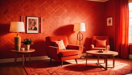 Obraz premium Photo interior modern design room 3d illustration;