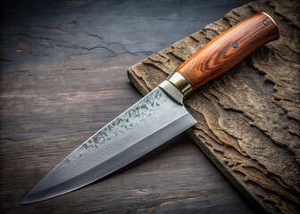stainless steel blade with earthy tone finish and textured grip