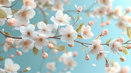 Stylish Seamless Cherry Blossoms Pattern with Pink Flowers and Leaves for Decorative Use