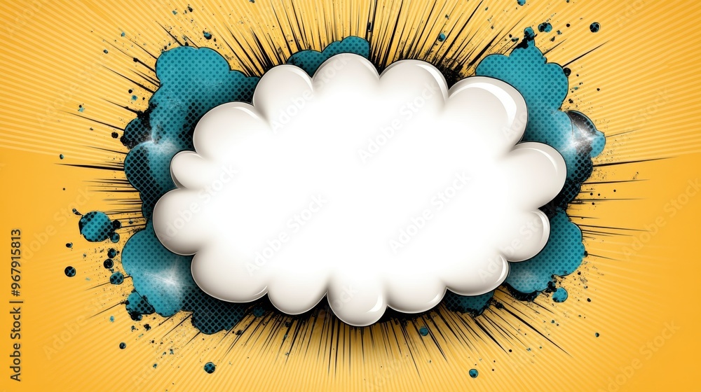 Poster bright and dynamic background with a white speech bubble, perfect for creative projects and graphic 