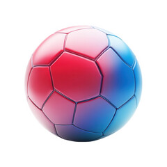 A vibrant soccer ball featuring a gradient of red and blue colors.
