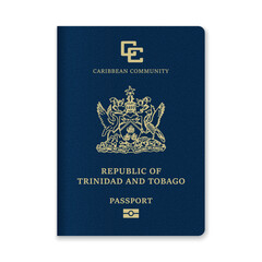 Naklejka premium Trinidad and Tobago Passport Cover with Gold Emblem and Text
