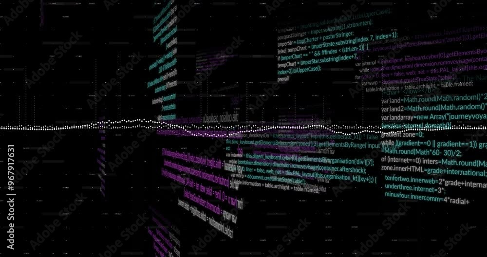 Poster animation of data processing over diagrams