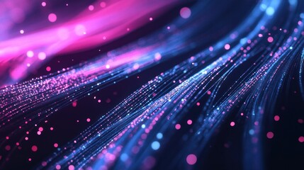 Obraz premium Abstract Neon Lines and Glowing Particles