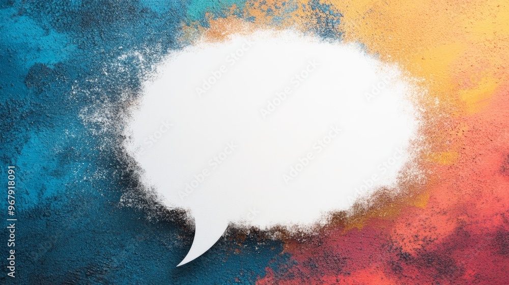 Poster a colorful background with a blank speech bubble for text overlay, perfect for communication or soci