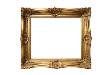 Vintage gold frame, single, centered, full-body, isolated against a pure white background, stock photo, high key lighting, minimalist style, ultra clear