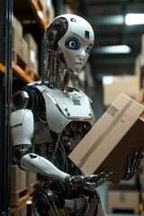 Fototapeta premium Warehouse worker with box