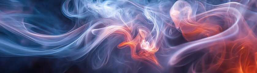 Abstract Swirling Smoke with Blue and Orange Hues