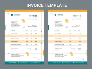 Professional invoice and letterhead design for the corporate office. letterhead, invoice design illustration. Simple and creative modern corporate clean design.