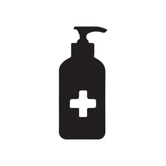 medical bottle with a label, medical handwash silhouette , vector