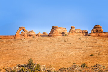 The Delicate Arch section in the Arches National Park on a stormy day, Utah USA