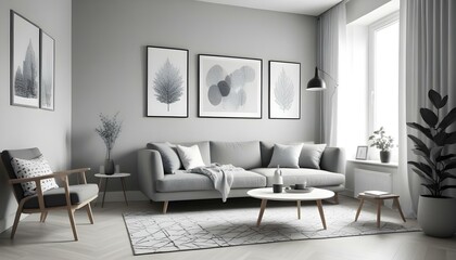 Fototapeta premium Photo interior modern design room 3d illustration;