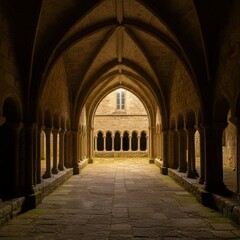 Obraz premium Cloister of a medieval abbey in daoulas in brittany in france